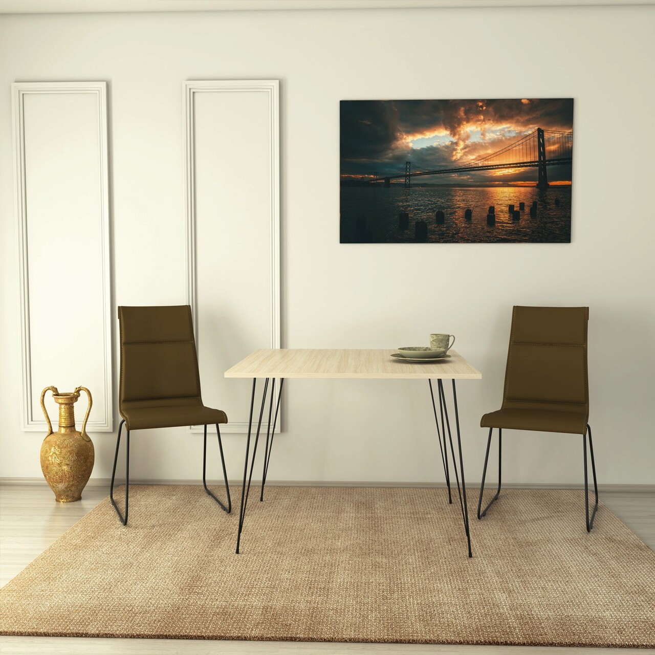 Masa, Hanah Home, Sandalf Square, 90x75x90 cm, Stejar - imagine 7